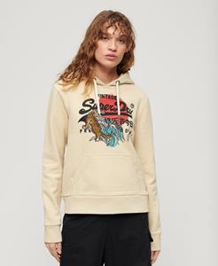Superdry Vrouwen Tokyo Hoodie met Vintage Logo en Grafische Print Groen