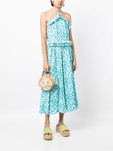 Bambah Midi-jurk met halternek en Camelia-jacquard - Wit