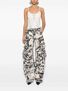 The Attico Fern printed wide-leg cargo jeans - Zwart