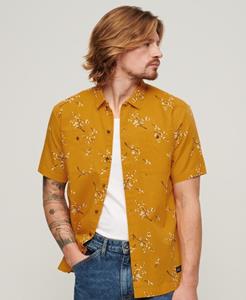 Superdry Mannen Beach Overhemd met Korte Mouwen Goud