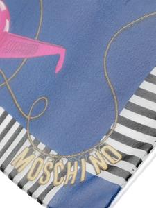 Moschino Zijden sjaal met gestreepte afwerking - Blauw