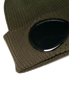 c.p.company C.P. Company Geribbelde muts met goggle detail - Groen