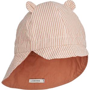 Liewood Gorm omkeerbaar Seersucker zonnehoedje Stripe Tuscany rose / Sandy