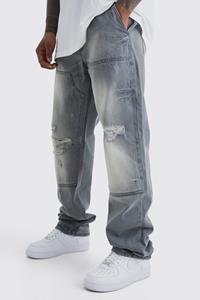 Boohoo Onbewerkte Baggy Cargo Utility Jeans, Ice Grey