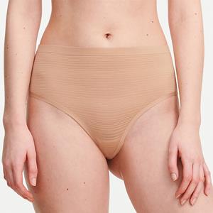 Chantelle Soft Stretch Stripes High Waist G-String, Kleur: Clay Beige