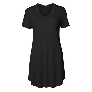 Lady Avenue Silk Jersey nachtjapon, zwart