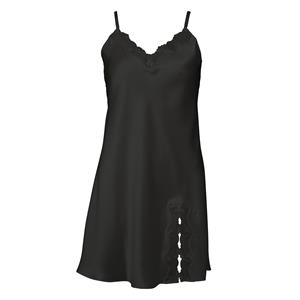 Lady Avenue Silk Jersey nachtjapon, zwart