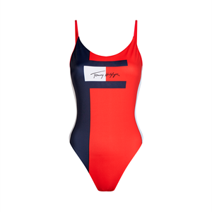 Tommy hilfiger badpak zonder beugel, blauw