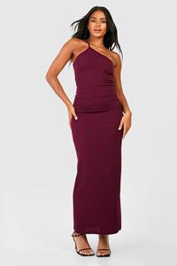 Boohoo Asymmetric Top & Column Maxi Skirt, Plum