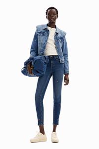 desigual Slim fit jeans kralen bloemen - BLUE