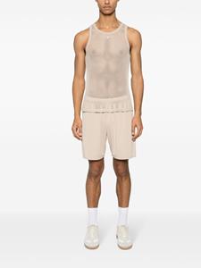 Courrèges logo-patch mesh top - Beige