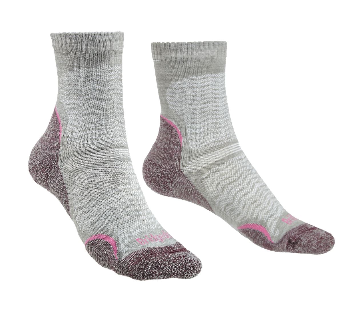 Bridgedale Ultra Ligth T2 Merino Performance 3/4 Crew Dames Wandelsok Aubergine
