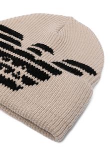 Emporio Armani logo-intarsia ribbed-knit beanie - Bruin