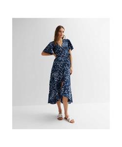 Gini London Midi-wikkeljurk met dierenprint en engelmouwen