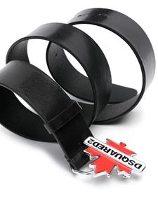 Dsquared2 logo-plaque calf leather belt - Zwart