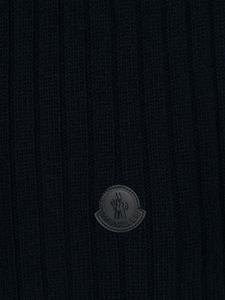 Moncler logo-appliqué wool scarf - Blauw