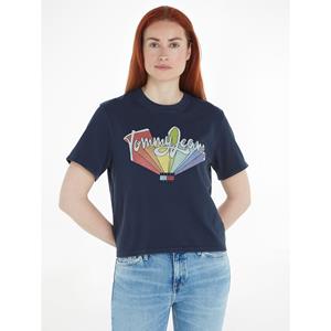 TOMMY JEANS T-shirt met ronde hals, korte mouwen en print vooraan