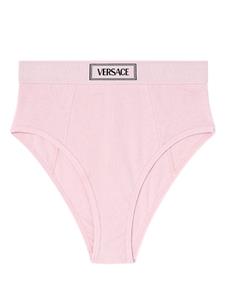 Versace Fijngeibbelde slip met logoband - Roze