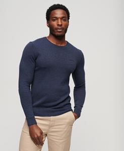 Superdry Mannen Essential Slim-fit Trui met Ronde Hals Blauw