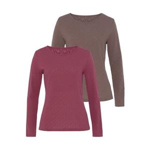 Vivance Langarmshirt, (Packung, 2 tlg.), mit femininem Ajourmuster