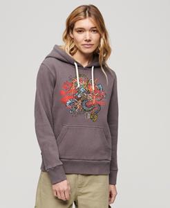 Superdry Vrouwen Tokyo Hoodie met Vintage Logo en Grafische Print Grijs