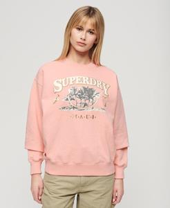 Superdry Vrouwen Travel Souvenir Sweatshirt met Losse Pasvorm Roze