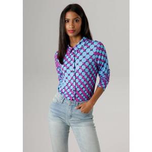 Aniston SELECTED Overhemdblouse van elastische jersey, met retro stippenprint