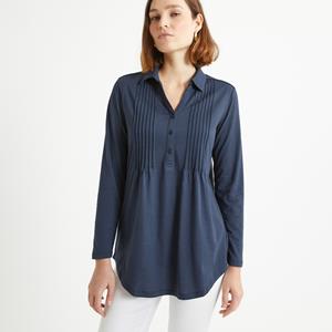 ANNE WEYBURN T-shirt met polo/hemdskraag en lange mouwen