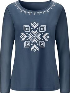 Your Look... for less! Dames Shirt met lange mouwen donkerblauw-wit Größe