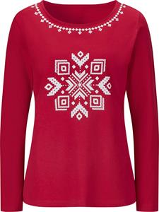 Your Look... for less! Dames Shirt met lange mouwen rood/wit Größe