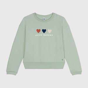 Meisjessweater met hartjes PETIT BATEAU groen