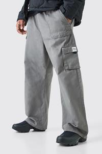 Boohoo Plus Baggy Cargo Joggingbroek Met Gesp En Elastische Taille, Slate