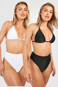 Boohoo Driehoekige Bikini Tops (2 Stuks), Black_White