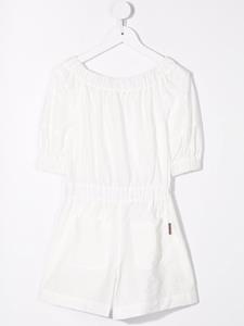 brunellocucinellikids Brunello Cucinelli Kids Playsuit met wijde hals - Wit