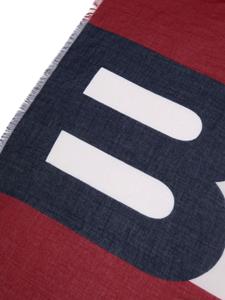 Bally Sjaal met intarsia logo - Blauw