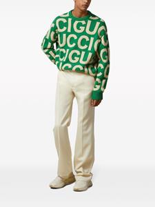 Gucci Wollen Trui met intarsia logo - Groen