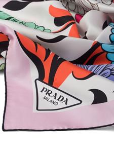 Prada Sjaal met bloemenprint - Wit