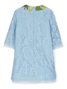 mimisol Mi Mi Sol Jurk met detail van kant - Blauw