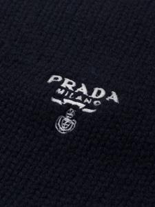 Prada Hoodie met geborduurd logo - Zwart