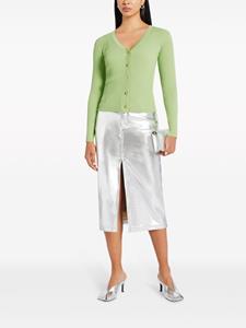 STAUD Oaklyn midi-rok met metallic-effect - Zilver