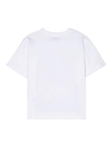moschinokids Moschino Kids Katoenen T-shirt met logoprint - Wit