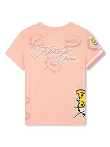 kenzokids Kenzo Kids Katoenen T-shirt met tijgerprint - Roze
