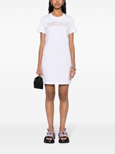 justcavalli Just Cavalli T-shirtjurk met logo van stras - Wit