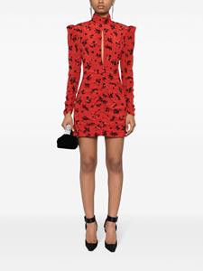 Alessandra Rich Zijden mini-jurk met bloemenprint - Rood