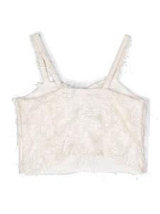 missblumarine Miss Blumarine Tanktop met veren detail - Beige