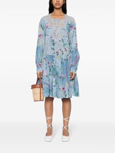 Ermanno Scervino Zijden mini-jurk met bloemenprint - Blauw