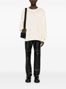Off-White Trui met diagonale streep en ronde hals - Beige
