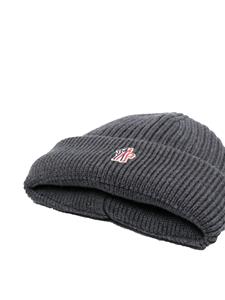monclergrenoble Moncler Grenoble Geribbelde muts met logopatch - Grijs
