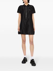 Prada logo-enamel zip-up shirt minidress - Zwart