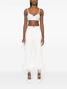 P.A.R.O.S.H. Jeans van stretch-katoen met veren afwerking - Wit